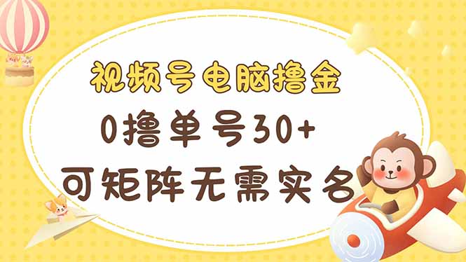 (14220期)视频号电脑撸金 0撸单号30+ 可矩阵 无需实名多号多得-洪烁网创