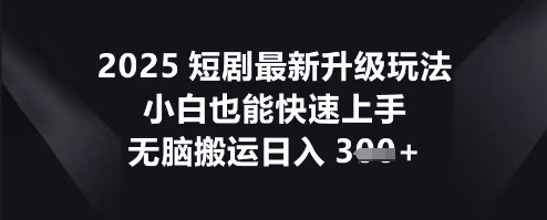 2025短剧最新升级玩法，小白也能快速上手，无脑搬运日入3张-洪烁网创