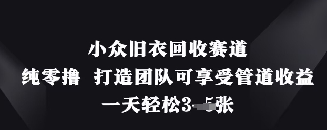 小众旧衣回收赛道,纯零撸 打造团队可享受管道收益,一天轻松3张-洪烁网创
