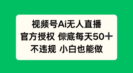 视频号AI无人直播，官方授权  每天50+，不违规 小白也能做-洪烁网创