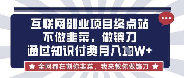 互联网创业尽头-不做韭菜,做镰刀,通过知识付费月入10个【揭秘】-洪烁网创