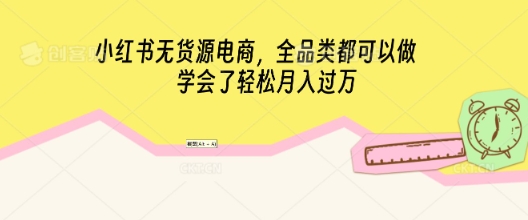 小红书无货源电商,全品类都可以做,学会了轻松月入过W-洪烁网创