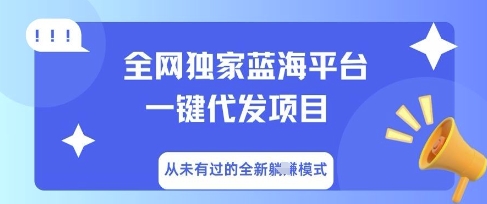 全网独家蓝海平台一键代发项目，从未有过的全新躺Z模式-洪烁网创