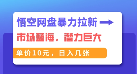 悟空网盘暴力拉新:一单10元,市场空白,日入几张-洪烁网创