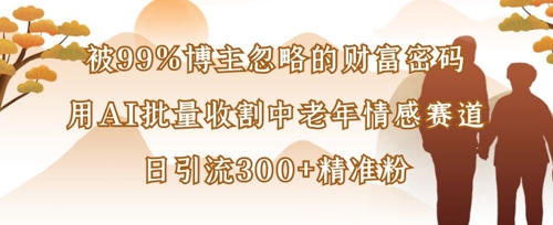 被99%博主忽略的财富密码：用AI批量收割中老年情感赛道，日引流300+精准粉-洪烁网创
