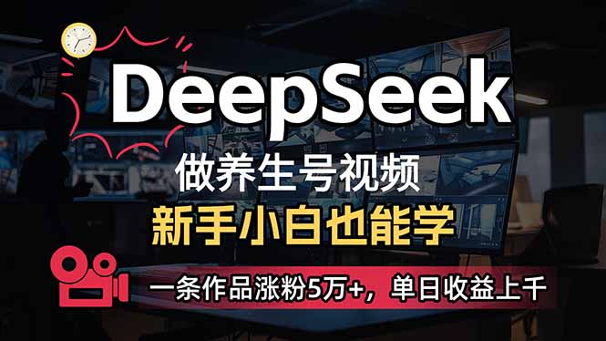 (14199期)小白用DeepSeek做养生号,一条作品涨粉5万+,单日收益上千-洪烁网创
