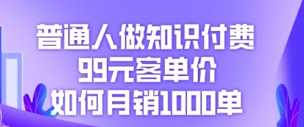 普通人做知识付费,99元客单价如何月销1000单-洪烁网创